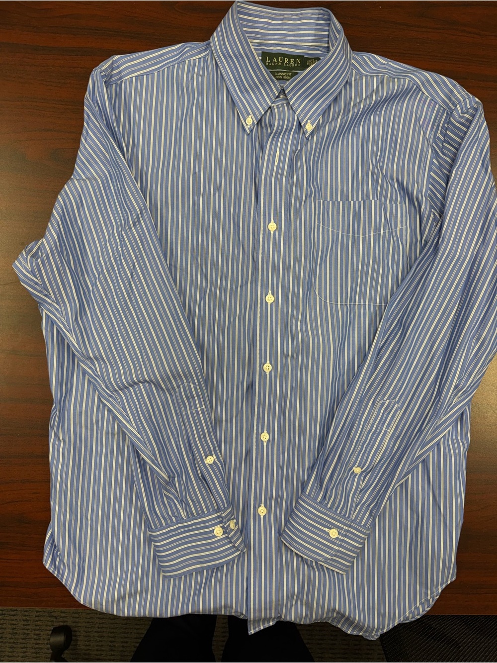 Ralph Lauren Blue and White Striped Button-Down Shirt